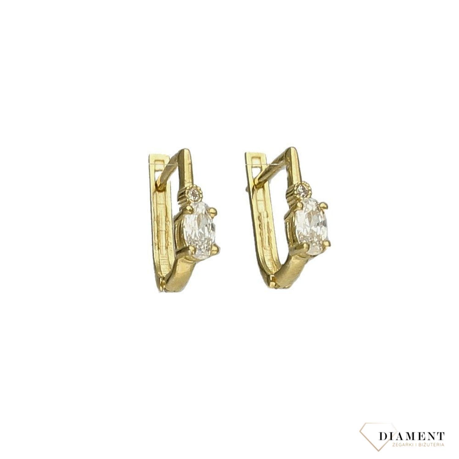 Złote kolczyki dla dziewczynki  z cyrkoniami owalnymi 333.jpg